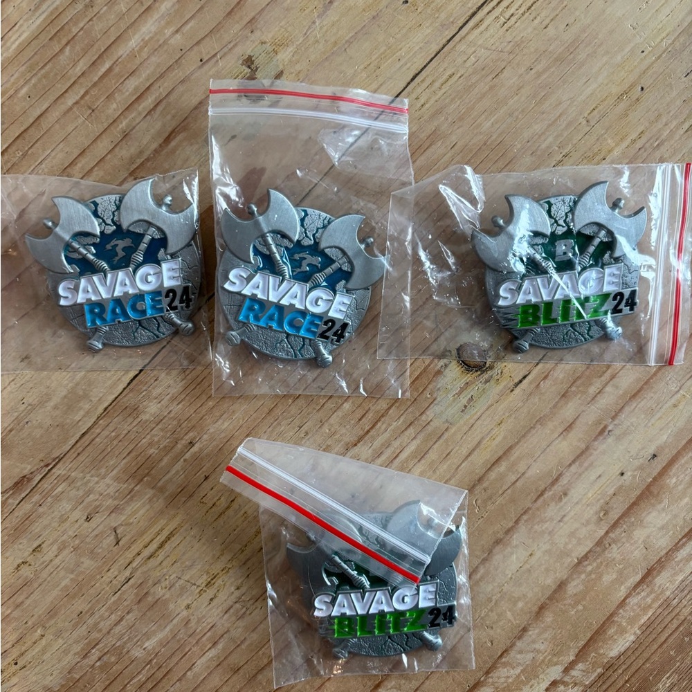 Savage Race and Blitz Enamel Pins - Blue & Green Logo